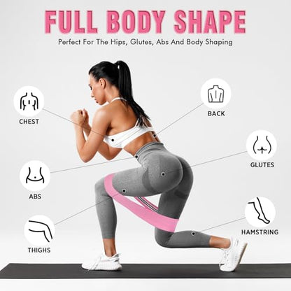 12 Pcs Fabric Resistance Bands for Working Out Non-Slip Booty Exercise Loop Bands for Women Men Glutes Hip Thigh Butt Yoga Pilates Fitness Gym, Light Medium Heavy - color: Pink, style: Light Resistance