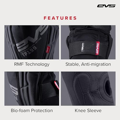 EVS TP199 Travis Pastrana, Moto Knee/Shin Guard, Reactive Memory Foam - color: Blackout, size: Small-Medium