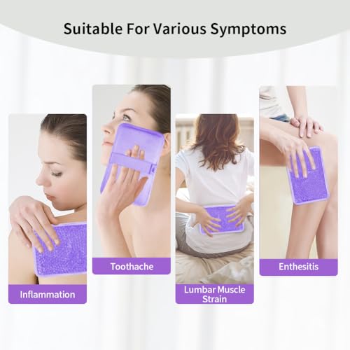Ice Packs for Injuries Reusable, Hot & Cold Therapy | Gel ice Pack for Pain, Swelling, Injuries of Knee, Shoulder, Foot, Back, Ankle, Neck, Elbow, Wisdom Tooth - style: Rectangle-Purple