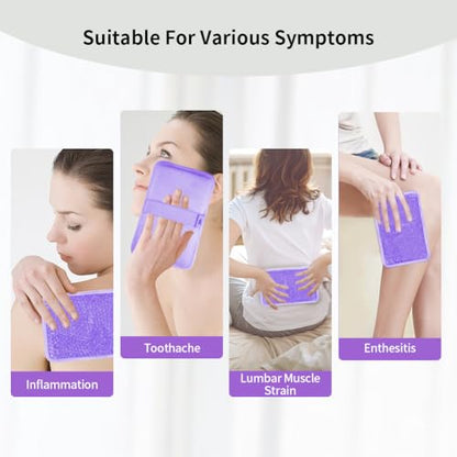 Ice Packs for Injuries Reusable, Hot & Cold Therapy | Gel ice Pack for Pain, Swelling, Injuries of Knee, Shoulder, Foot, Back, Ankle, Neck, Elbow, Wisdom Tooth - style: Rectangle-Purple