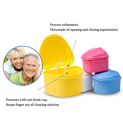 Denture Bath Box Cup Container Case, Complete Clean Care for Dentures, Clear Braces, False Teeth, Mouth Guard, Night Guard & Retainers,Traveling (Black & White) - color: Black & White