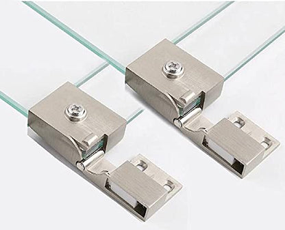 1 Pair/Glass Door Hinge Wine Cabinet Wine Cabinet Display Cabinet Embedded Side Mounted Glass Door Hinge Brushed Nickel