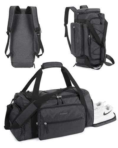 BAGSMART 4-IN-1 Gym Bag for Women Men, TSA Duffle Bag for Travel - color: B-Black