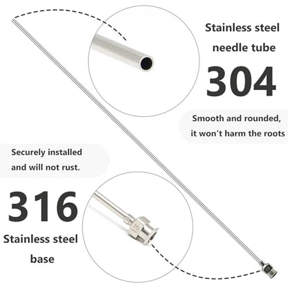 LINLAN 15.7-in Stainless Steel Aquarium Plant Fertilizer Injector Kit - Includes a Stainless Steel Long Needle and Two Syringes (5 ml + 20 ml) for use with Aquatic Plants.
