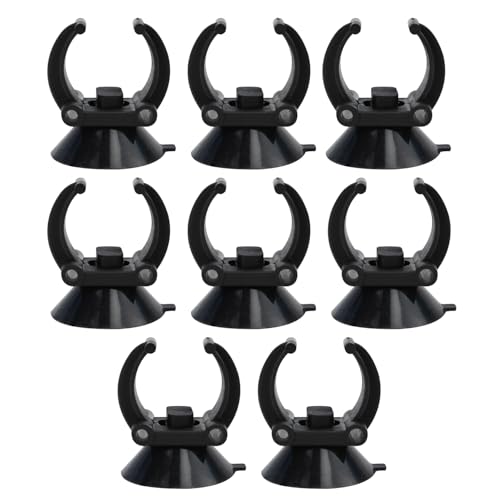 RLECS 8PCS Black Aquarium Heating Rod Suction Cup Fish Tank Air Hose Clamps PVC Pipe Clip Fits 1 Inch Standard Heater