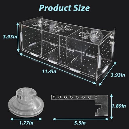 Acrylic Fish Breeding Box，Guppy breeding Box Acrylic Fish Isolation Box Aquarium Incubator with Suction Cups for Guppy Shrimp Small Baby Fishes（3.9 x 3.9 x11.8 in） - size: L(3.9 * 3.9 * 11.8in)