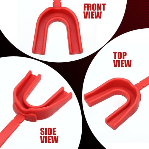 Seematn 40 Pcs Strapped Mouth Guard Bulk Football Mouthguard with Strap Youth Boxing Sports Mouthpieces Adult Mouthguard for Basketball Lacrosse Hockey Wrestling (Red) - color: Red