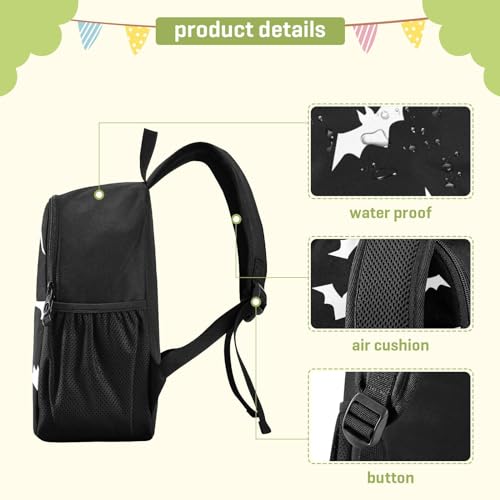 Toddler Backpack Halloween Bats Waterproof Mini Backpack Boys/Girls Cute Small Backpack Kindergarten Pre School Bags (S) - color: Halloween Bats, size: Small