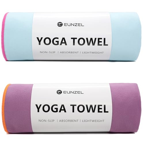 Eunzel Hot Yoga Mat Towel, Ultra-Absorbent Microfiber 72" x 26.5" - color: Z-blue& Purple (2 Pack )