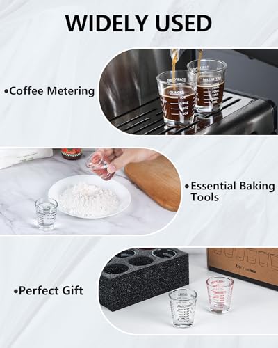 Shot Glasses Measuring Cup Set 4PACK Espresso Shot Glasses Liquid Heavy Glass 26-Incremental Measurement 1 OZ, 2 TBS, 6 TSP, 30 ML Kitchen Tools (Black) - color: 4 Pack-Black