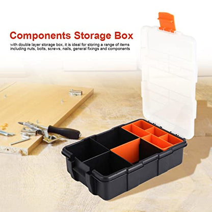 Tools Organizer Box, Two layer Plastic Heavy duty Components Storage Box Case Organizer Small Parts Tool Box