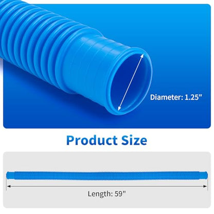 1.25 x 59 Inch Pool Hoses for Above Ground Pools,Pool Filter Pump Hoses,Compatible With Intex Filter Pump 607,637 With 12 Metal Clamps（3 Pack）