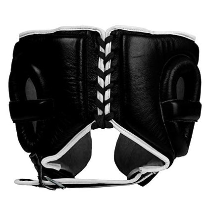TITLE Boxing Leather Sparring Headgear - MMA & Muay Thai Protection - color: Black, size: Large