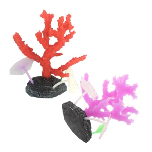 GLEAVI 2pcs Aquarium Artificial Coral Ornaments Realistic Silicone Fish Tank Coral Decorations Underwater Aquarium Plant Decor for Fish Tank Landscaping