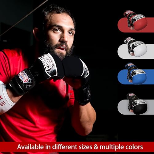 Combat Sports Max Strike MMA Training Gloves, Open Palm Fingerless Gloves for MMA, Muay Thai, and Kickboxing (White, Extra Large)