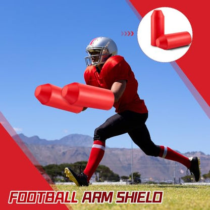 Tellegloww 2 Pack Football Arm Shield Blocking Pad, Bullet Shaped - color: Red