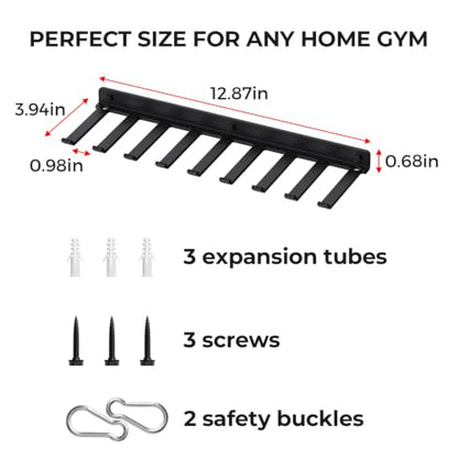 Home Gym Accessories Storage Rack Wall Mount with Heavy Duty Hooks | Home Gym Equipment Storage Rack for Resistance Bands,Cable Attachments,Lifting Belts,Jump Ropes,Chains - size: Medium 1 Pack