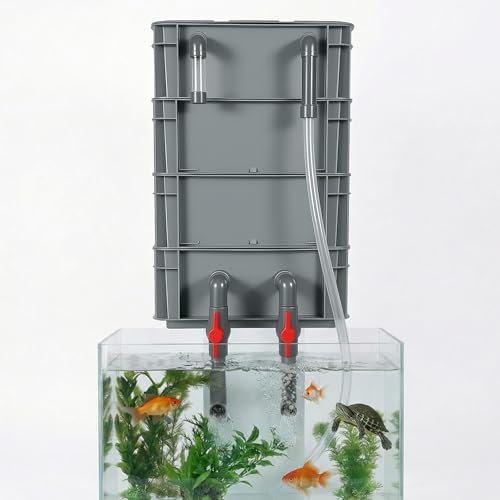 4-Stage High Capacity Aquarium Filter System for Tanks up to 185 Gallons, Professional Multi-Layer Biological & Mechanical Trickle Filter Box for Turtles, Goldfish, and Ponds - size: Small-4 Layer