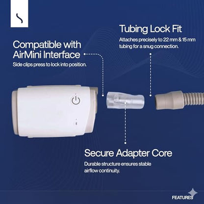 Snugell Adapter - Universal Tubing Connector Compatible with ResMed AirMini - Fits 15mm & 22mm CPAP Masks - Durable, Travel-Friendly Accessory for Convenient Use Anywhere
