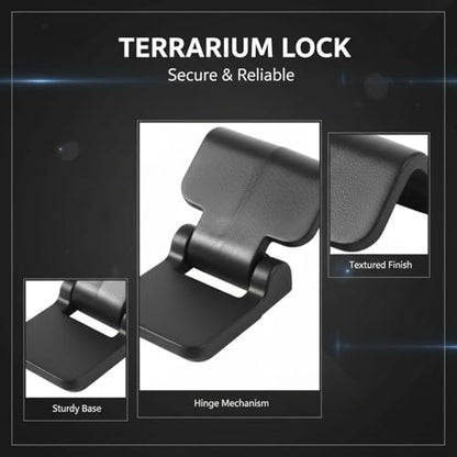 6 Pcs Terrarium Lock, Black Plastic Clips for Aquarium & Reptile Cages, Old Version Escape Prevention Latch, Long-Lasting, Fits 0.7 in / 1.7 cm Lids