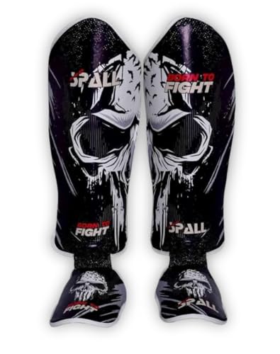 Spall Shin Guard Born to Fight for Kickboxing, Muay Thai, MMA, Fighting and Training Pads, Instep Foam Protection, Leg Foot Protector for Martial Arts, Sparring, BJJ and Boxing Gear - color: Black, size: Large-X-Large