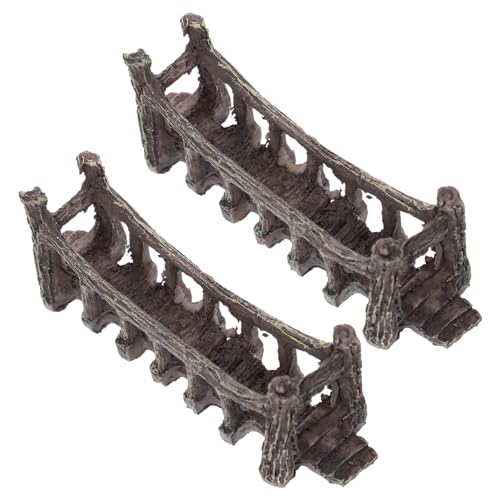 2pcs Aquarium Artificial Bridge Decor Realistic Fish Tank Ornament Small Tank Decor