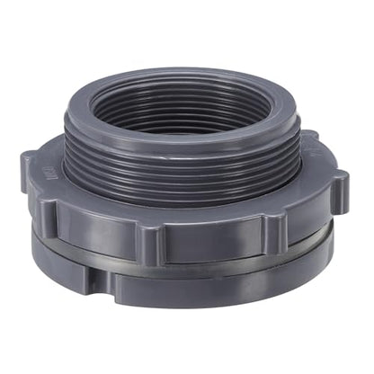 PATIKIL PVC Bulkhead Fitting NPT2", Bulkhead Water Tank Connector with Silicone Seal Gasket Garden Hose Fitting for Rain Bucket, Sinks, Aquariums, Gray