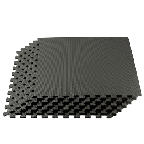 We Sell Mats 3/8" Thick Multipurpose EVA Foam Exercise Floor Mat, Interlocking Tiles, Anti-Fatigue for Home or Gym - color: Charcoal Gray, style: 48 Square Feet (12 Tiles)