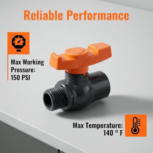 1 inch PVC Ball Valves(2-Pack),1" Female x Male Threaded PVC Shut Off Valve,PVC Valve 1 inch for Water Project, Swiming Pool, Sewage Pump, Irrigation System
