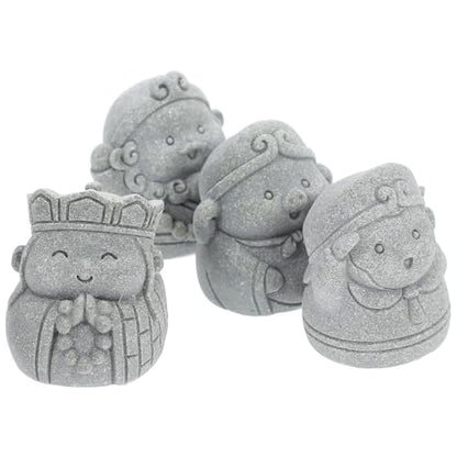 Kisangel Miniature Journey to The West Figurine Set, 4pcs Aquarium Buddha Statue Decor, Stone Gray Bonsai Accessories for Fish Tank and Zen Garden Display