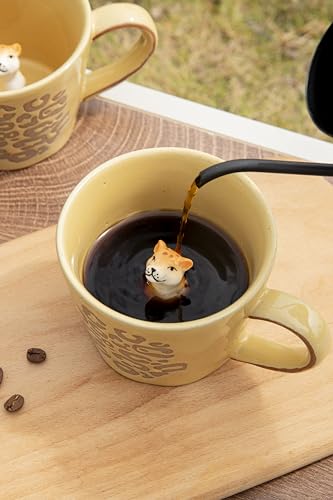 DIHOclub Leopard Coffee Cup Ceramic 3D Wild Animal Inside Mug,Cute Cartoon Handmade Figurine Mugs,Holiday and Birthday Gift for Coffee Milk Tea Lovers,12 OZ (Yellow Leopard) - color: Yellow Leopard