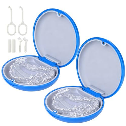HEMILAB 2 Pack Retainer Case, Aligner Case Kit for Invisalign - color: 2 Pack - Klein Blue