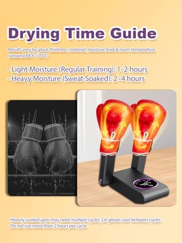 Boxing Glove Dryer with Smart Display& Storage Bag, Portable Glove Dryer& Moisture Remover, Constant Temperature Punching Gloves Dryer with Adjustable Heat& Timer for Home Gym(Black)