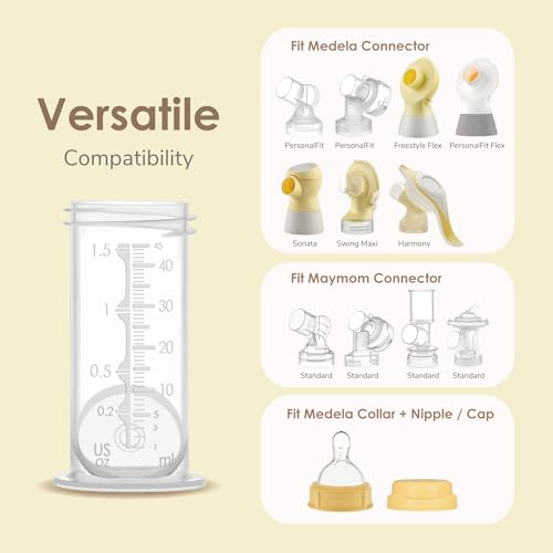 Maymom Pump Parts Compatible with Medela Symphony, 19mm Flange (Detachable Shield and Connector) Not Original Medela Symphony Replacement Pump Parts 45mL-Bottle Tube Cap Membrane Valve