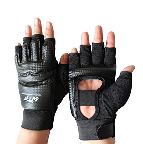 Men Kids Taekwondo Gloves Punch Bag Boxing Martial Arts MMA Sparring Grappling Muay Thai Training PU Leather Wrist Wraps Gloves - color: Black, size: X-Large