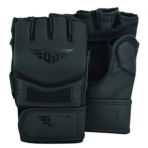 MMA Gloves, UFC Kickboxing Gloves, MMA Sparring Gloves, MMA Training Equipment, Fighting Gloves for Mixed Martial-Arts, MMA Training Gloves Adults Men & Women by BeSmart - color: Matte Black Mesh, size: X-Large