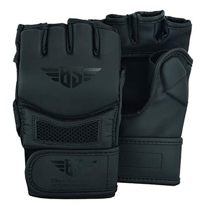 MMA Gloves, UFC Kickboxing Gloves, MMA Sparring Gloves, MMA Training Equipment, Fighting Gloves for Mixed Martial-Arts, MMA Training Gloves Adults Men & Women by BeSmart - color: Matte Black Mesh, size: X-Large