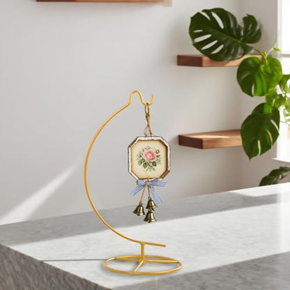 Ornament Display Stand,Assembled Display Stand with Hook,Iron Pothook Stand for Hanging Glass Globe, Air Plant Terrarium, Home Wedding Decoration ( Gold )