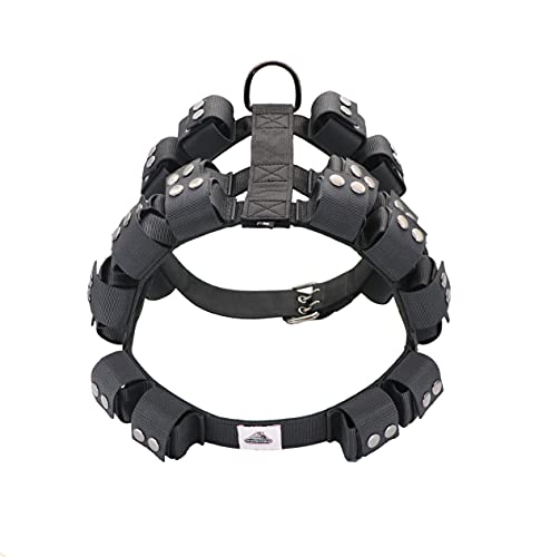 Weighted Tactical Dog Vest, No Pull Harness Symmetric Weight Pockets for Muscle & Weight Loss, Fit Pitbull GSD Husky, Heavy Nylon Service Harness Black - size: Dog's Waist 23.5"-28.5" | VEST ONLY