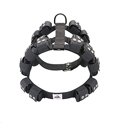 Weighted Tactical Dog Vest, No Pull Harness Symmetric Weight Pockets for Muscle & Weight Loss, Fit Pitbull GSD Husky, Heavy Nylon Service Harness Black - size: Dog's Waist 23.5"-28.5" | VEST ONLY