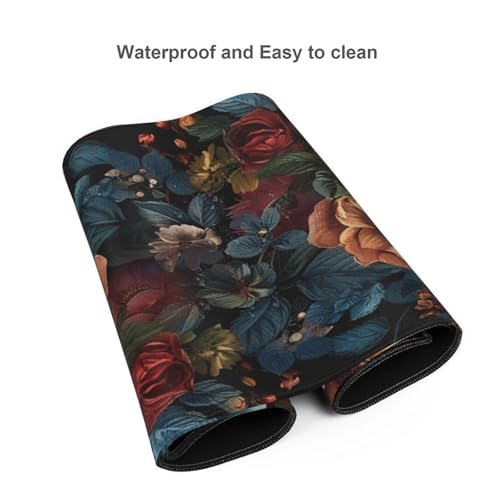 35.4 x 15.7 in, Waterproof XXL Large Mouse Pad for Desk, Extended Keyboard Mouse Mat for Computer Office, Big Laptop Mouse pad, Gaming Pc-Vintage Chic Rose Flowers