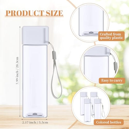 Mifoci 20 Pack 17 oz Plastic Water Bottles, White, Rectangle - color: White