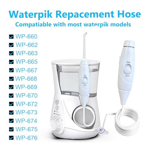 Oral Hygiene Accessories Replacement Hose and Handle Parts Compatible with Waterpik' Water flosser WP-100 WP-300 WP-660 WP-900, Pack of 1 Handle Hose - color: White-new