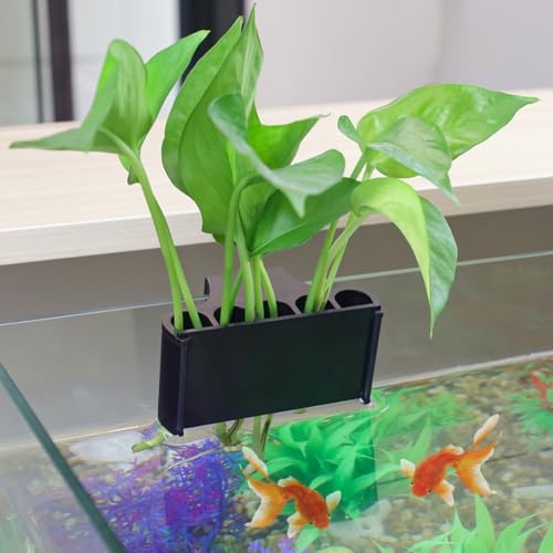 Aquarium Plant Holder，Plastic Fish Tank Plant Holder，Hanging Aquarium Planter Cup for Fish Tank Live Plants - color: Long