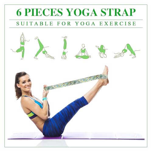 6 Packs Yoga Strap for Stretching Yoga Belt Adjustable Straps for Non Elastic Stretching Strap Exercise Straps for Pilates - color: Feather Style