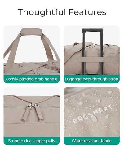 BAGSMART 4-IN-1 Gym Bag for Women Men, TSA Duffle Bag for Travel - color: D-Beige