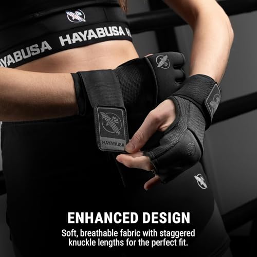 Hayabusa Deluxe Quick Wraps for Men and Women - Boxing & Martial Arts Hand Wraps - color: Black, size: Large