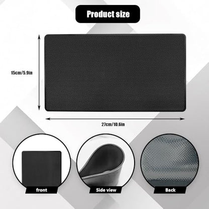 10 x 5.9 Inch Black Anti-Slip Rubber Pad Universal Sticky Adhesive Mat