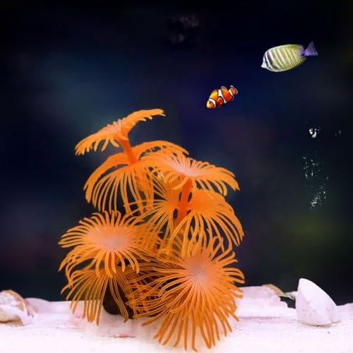Fake Underwater Coral, Simulation Aquarium Backgrounds Plants Soft Fish Tank Water Grass Landscape Ornament Silicone Coral(Rose red)