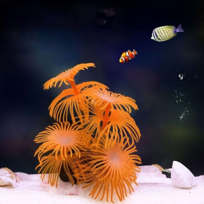 Fake Underwater Coral, Simulation Aquarium Backgrounds Plants Soft Fish Tank Water Grass Landscape Ornament Silicone Coral(Rose red)